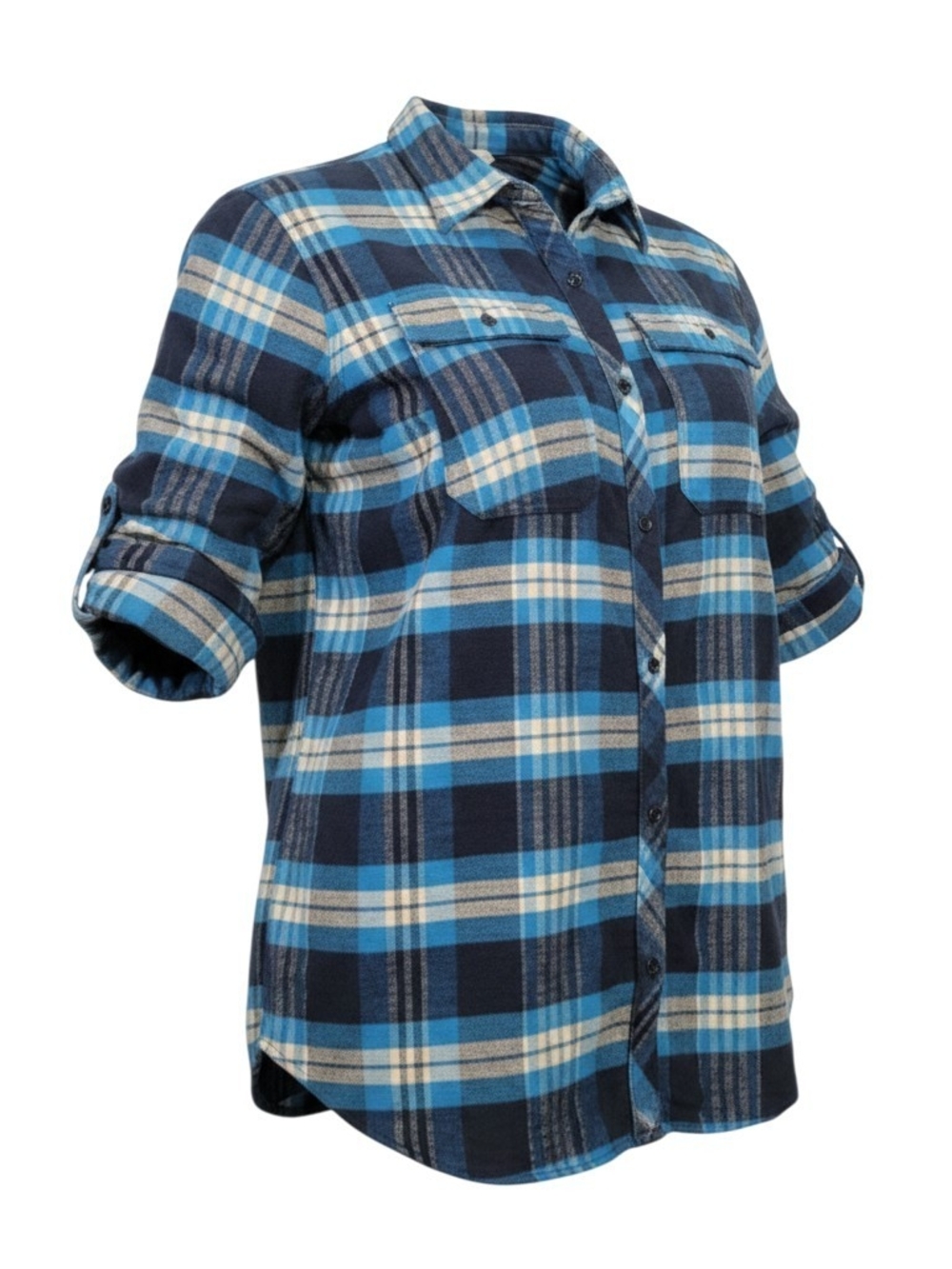 Signature Blue and Cream Plaid Button-Down Shirt
